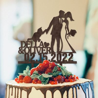 Mr And Mrs Wedding Cake Topper Bridal Shower Cake Topper For Wedding Afro Black Bride And Groom Silhouette Cake Toppers With Shiba Inu Dog Silhouette Wood Brown Custom Cake Topper