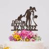 Mr And Mrs Wedding Cake Topper Bridal Shower Cake Topper For Wedding Afro Black Bride And Groom Silhouette Cake Toppers With Shiba Inu Dog Silhouette Wood Brown Custom Cake Topper view 4
