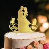 Bride And Groom Silhouette Cake Topper For Wedding With Sphynx Cat And Shiba Inu Gold Acrylic Custom Cake Topper Bride And Groom Cake Topper Couple Married Cake Toppers For Wedding