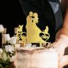 Bride And Groom Silhouette Cake Topper For Wedding With Sphynx Cat And Shiba Inu Gold Acrylic Custom Cake Topper Bride And Groom Cake Topper Couple Married Cake Toppers For Wedding view 2