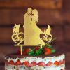 Bride And Groom Silhouette Cake Topper For Wedding With Sphynx Cat And Shiba Inu Gold Acrylic Custom Cake Topper Bride And Groom Cake Topper Couple Married Cake Toppers For Wedding view 3