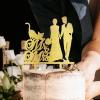 Bride And Groom Silhouette Cake Toppers With Dog Gold Acrylic Custom Cake Topper With Orange Cat Silhouette Engagement Cake Toppers Decorations Mr & Mrs Wedding Cake Toppers view 2