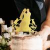 Engagement Cake Toppers Decorations Bride And Groom Cake Topper Bride And Groom Silhouette Cake Topper With Border Collie Dog Silhouette Gold Acrylic Custom Cake Topper For Wedding view 2