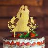 Engagement Cake Toppers Decorations Bride And Groom Cake Topper Bride And Groom Silhouette Cake Topper With Border Collie Dog Silhouette Gold Acrylic Custom Cake Topper For Wedding view 3