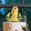 Engagement Cake Toppers Decorations Bride And Groom Cake Topper Bride And Groom Silhouette Cake Topper With Border Collie Dog Silhouette Gold Acrylic Custom Cake Topper For Wedding view 4