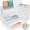 WOWBOX 25 PCS Clear Plastic Drawer Organizer Set, 4 Sizes Desk Drawer Divider Organizers and Storage Bins for Makeup, Jewelry, Gadgets for Kitchen, Bedroom, Bathroom, Office view 1