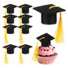 PRETYZOOM 10pcs Mini Graduation Caps with Yellow Tassel, Small Felt Graduation Hats for Craft, Wine Bottle Topper, Grad Cake Decoration, DIY Hairpin Accessory view 1