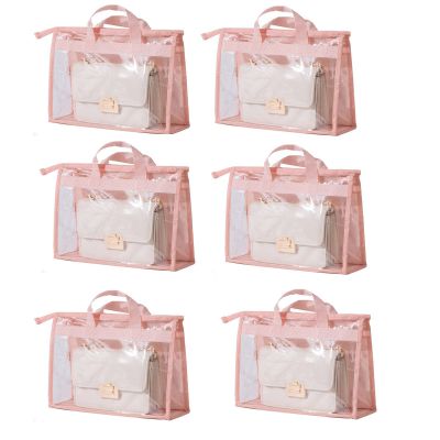YEWIN Dust Bags for Handbags - Purse Storage Organizer for Closet Moistureproof and Dustproof Cover Hanging with Zipper and Handle (Pink-XXL)