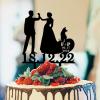 Bride And Groom Silhouette Wedding Cake Topper With Jack Russell Terrier And Corgi Dog Black Acrylic Custom Cake Topper Mr And Mrs Wedding Cake Topper Couple Married Bride Cake Toppers