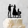 Bride And Groom Silhouette Wedding Cake Topper With Jack Russell Terrier And Corgi Dog Black Acrylic Custom Cake Topper Mr And Mrs Wedding Cake Topper Couple Married Bride Cake Toppers view 3