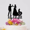 Bride And Groom Silhouette Wedding Cake Topper With Jack Russell Terrier And Corgi Dog Black Acrylic Custom Cake Topper Mr And Mrs Wedding Cake Topper Couple Married Bride Cake Toppers view 4