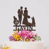 Bride And Groom Silhouette Wedding Cake Toppers With Rottweiler And English Bulldog Bride And Groom Personalized Cake Toppers Mr & Mrs Wedding Cake Toppers Wood Brown Custom Cake Topper view 4