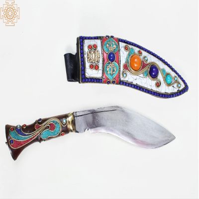 Exotic India 12" Nepali Kukri Knife - Iron with Wood