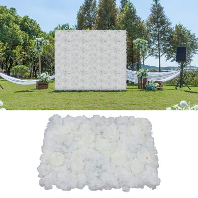 6Pcs 16x24in Flower Wall Panel Floral Backdrop Fake Flowers for Decoration Flower Wall Panels for Interior Wall Decor Artificial Flower Wall Backdrop Panel for Wedding Party Home (Ivory White)