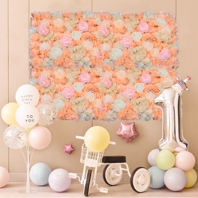 6Pcs Flower Wall Panel Floral Backdrop Fake Flowers for Decoration Panels for Interior Wall Decor 16x24in Artificial Flower Wall Backdrop Panel for Wedding Party Home Decor(Dark Champagne)