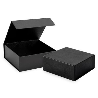 CECOBOX - Gift Boxes with Lids for Presents 8"x8"x3.1" - Collapsible Magnetic Closure Gift Box - Groomsmen & Bridesmaid Proposal Boxes, Wedding, PR, Birthdays, Holidays (Black Leatherette)