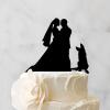 Bride And Groom Silhouette Wedding Cake Topper With Dog Black Acrylic Custom Cake Topper With Rottweiler And Labrador Retriever Engagement Cake Toppers Decorations Personalized Mr & Mrs Cake Topper view 3