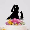 Bride And Groom Silhouette Wedding Cake Topper With Dog Black Acrylic Custom Cake Topper With Rottweiler And Labrador Retriever Engagement Cake Toppers Decorations Personalized Mr & Mrs Cake Topper view 4