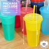18 Packs Plastic Tumblers with Lids and Straw 24 oz Glitter Reusable Cups with Lid and Straw Colorful Iced Coffee Cup Bulk Travel Mug Water Bottle Cold Drink for Party Favor Cups Birthday Gifts view 3