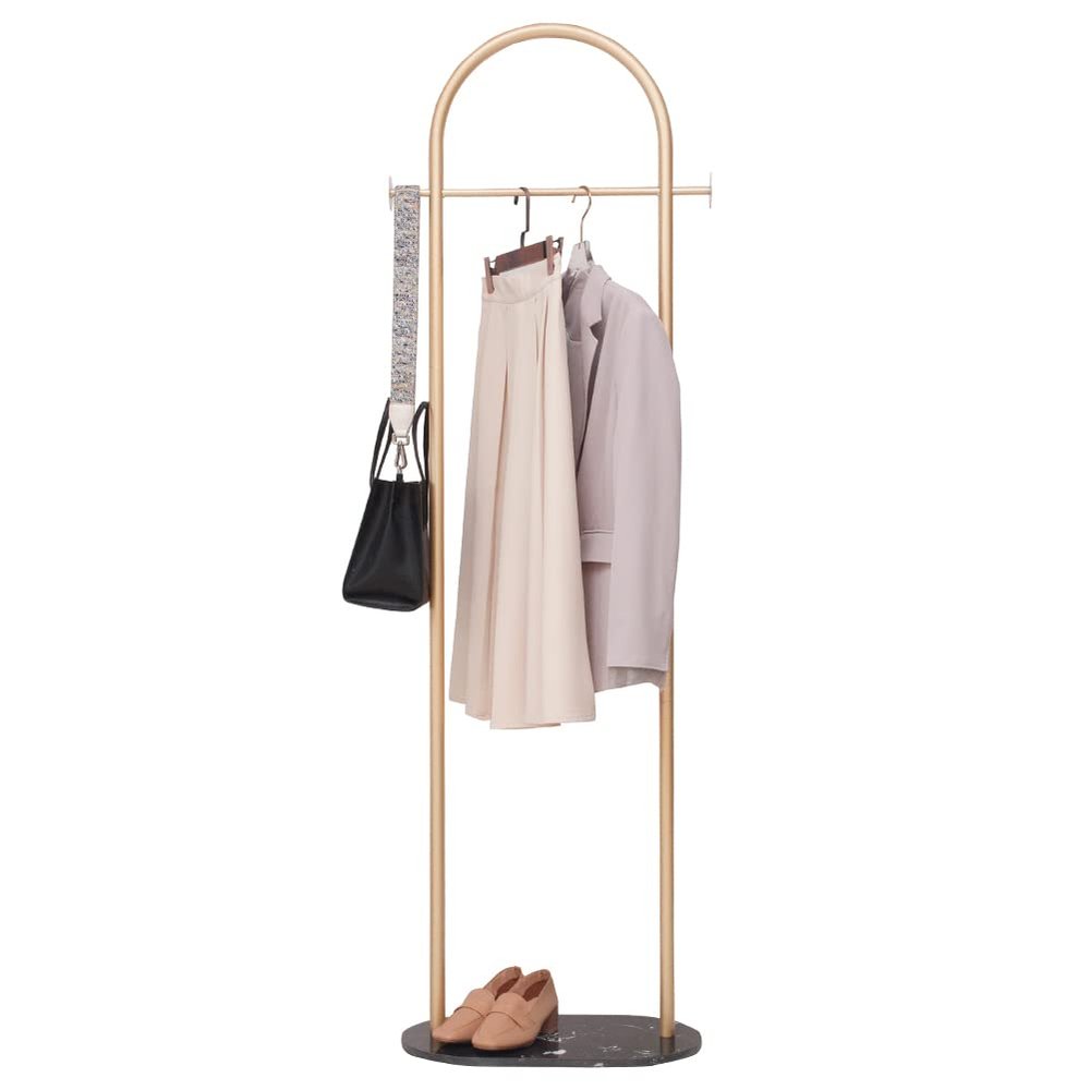 Cre Cra Gold Clothing Rack with Marble Base - Modern Metal Stand for Bedroom - Heavy Duty Coat Hanger Rack for Bag, Hat, Scarf, Jacket
