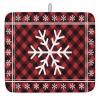 Kitchen Dish Drying Mat 18x24inch, Winter Christmas Snowflake Red and Black Plaid Dish Mat Absorbent Microfiber Dish Drainer Mat Washable Drying Pad for Kitchen Countertop Sink view 1
