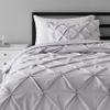 600 GSM 1 Piece Light Weight Microfiber Olympic Queen (98'' x 98'') Pinch Pleat Comforter Light Grey view 1