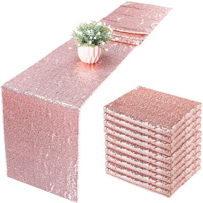 10 Pack Sequin Table Runner 12" x 72" Rose Gold Sequin Table Cloth for Rectangle Tables Sparkle Table Covers for Wedding Engagement Birthday Party Holiday Decorations (12*72 10 Park)