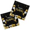 Birthday Party Supplies Napkins Disposable Paper Napkins Black and Gold for Birthday Party6.5X6.5 in, 3-Ply, 50-Pack) view 1