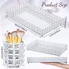 3 Pieces Perfume Tray Crystal Vanity Tray Mirrored Crystal Cosmetic Makeup Tray Set Makeup Brush Holder Bathroom Decorative Organizer Brush Cup Holder Vanity Accessories for Dresser, Silver (Square) view 2