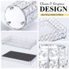3 Pieces Perfume Tray Crystal Vanity Tray Mirrored Crystal Cosmetic Makeup Tray Set Makeup Brush Holder Bathroom Decorative Organizer Brush Cup Holder Vanity Accessories for Dresser, Silver (Square) view 3