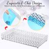 3 Pieces Perfume Tray Crystal Vanity Tray Mirrored Crystal Cosmetic Makeup Tray Set Makeup Brush Holder Bathroom Decorative Organizer Brush Cup Holder Vanity Accessories for Dresser, Silver (Square) view 4
