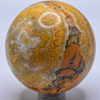 2" 175g Golden Orange Bumble Bee Jasper Sphere Polished Natural Gemstone Crystal Mineral Dcor Specimen Ball - Indonesia + Stand