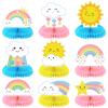 Ireer 9 Pieces Rainbow Party Decorations Honeycomb Rainbow Table Centerpieces Cute 3D Clouds Decorations for Birthday or Themed Party Favor Supplies view 1