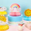 Ireer 9 Pieces Rainbow Party Decorations Honeycomb Rainbow Table Centerpieces Cute 3D Clouds Decorations for Birthday or Themed Party Favor Supplies view 3