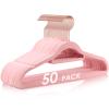 50pcs Pink Velvet Hangers + 6pcs Black Pants Clothes Hangers view 2