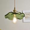 Brass Nordic Small Chandelier, Green Japanese-Style Minimalist Niche Glass Pendent, Single Head Literary Hanging Lights, Aisle Balcony Droplight,for Bedroom, Living Room, Nightstand, Office view 1