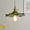Brass Nordic Small Chandelier, Green Japanese-Style Minimalist Niche Glass Pendent, Single Head Literary Hanging Lights, Aisle Balcony Droplight,for Bedroom, Living Room, Nightstand, Office view 3