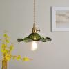 Brass Nordic Small Chandelier, Green Japanese-Style Minimalist Niche Glass Pendent, Single Head Literary Hanging Lights, Aisle Balcony Droplight,for Bedroom, Living Room, Nightstand, Office view 4
