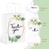 Greenery Eucalyptus Small Thank You Gift Bags Floral Design Paper with Handles Baby Shower Thank You Wedding Hotel Guests Favor Bags White Kraft for Birthday Party Teacher Salon 6 x 3 x 9''(24 Pcs) view 3