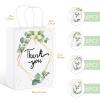 Greenery Eucalyptus Small Thank You Gift Bags Floral Design Paper with Handles Baby Shower Thank You Wedding Hotel Guests Favor Bags White Kraft for Birthday Party Teacher Salon 6 x 3 x 9''(24 Pcs) view 4