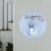 Romantic Lavender Round Metal Wreath Sign Blue Hydrangea in Kettle Watercolor Postal Card Wreath Sign Housewarming Gift 12inch Farmhouse Style Wall Art Sign for Kitchen,Bar,Cafe,Garage,Yard,Garden view 3