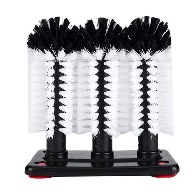 3 Brushes Bar Glass Cups Water Bottle Washer for Sink with Suction Cup Base for Beer Cup,Cup Cleaner for Sink, Long Leg Cup, Red Wine Glass and More Bar Kitchen Sink Home Tools, Cup Cleaner for