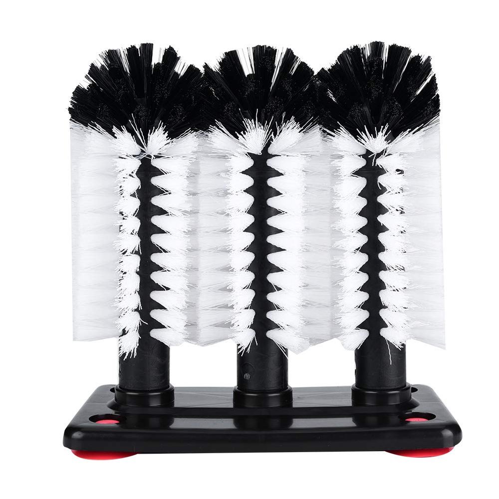3 Brushes Bar Glass Cups Water Bottle Washer for Sink with Suction Cup Base for Beer Cup,Cup Cleaner for Sink, Long Leg Cup, Red Wine Glass and More Bar Kitchen Sink Home Tools, Cup Cleaner for