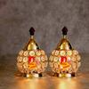 DARIDRA BHANJAN Set of 2 Brass Akhand Diya, Diamond Crystal Deepak/Dia, Akhand Jyot, Decorative Crystal Oil Lamp,Tea Light Holder Lantern, Brass Table Diya for Pooja Temple Decoration 4.5 inch view 1