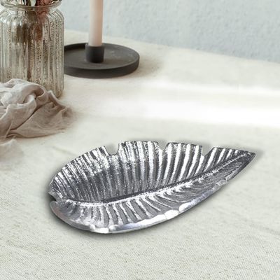 Handmade Decorative Silver Color Coated 5.51 x 3.93 x 0.98 Inches Aluminium Tray 041AB