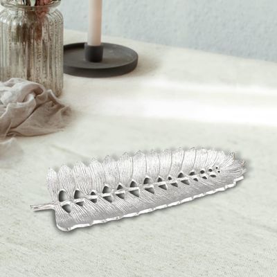 Handmade Decorative Silver Color Coated 7.87 x 3.54 x 0.59 Inches Aluminium Tray 051AB