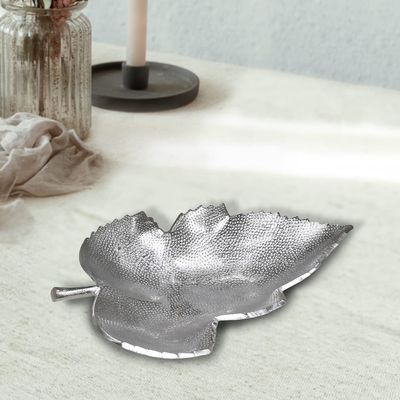 Handmade Decorative Silver Color Coated 6.69 x 5.11 x 0.9 Inches Aluminium Tray 057AB