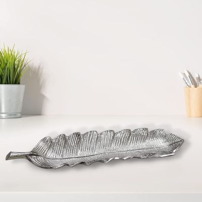 Handmade Decorative Silver Color Coated 15.78 x 3.74 x 1.18 Inches Aluminium Tray 033AB