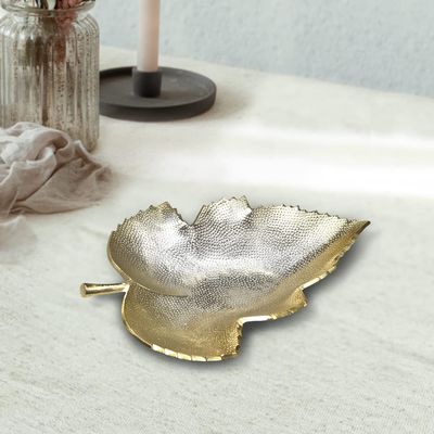 Handmade Decorative Gold Color Coated 6.69 x 5.11 x 0.9 Inches Aluminium Tray 057AB