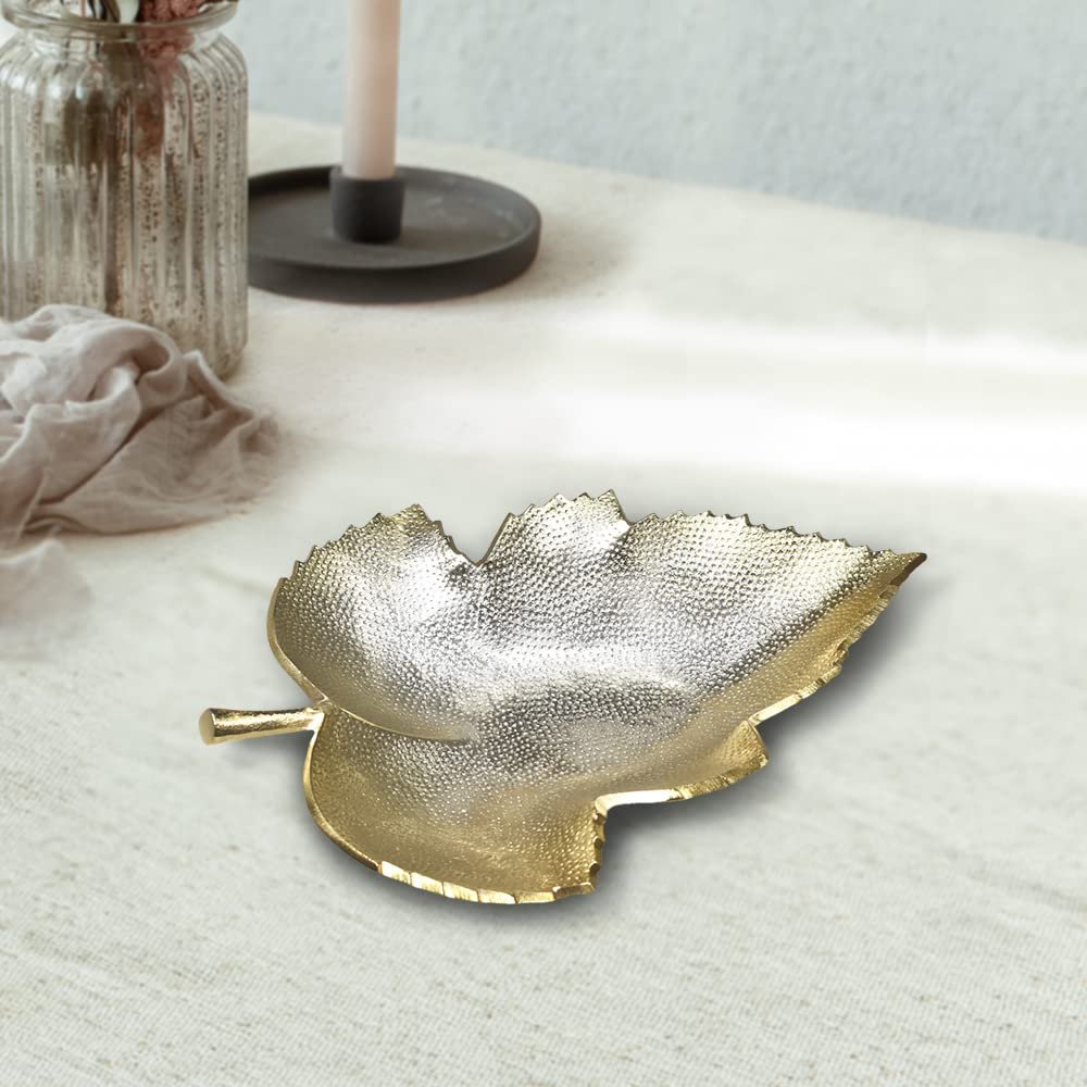 Handmade Decorative Gold Color Coated 6.69 x 5.11 x 0.9 Inches Aluminium Tray 057AB